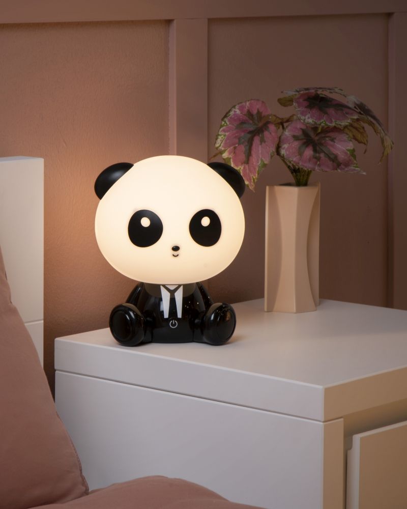 Lucide DODO PANDA - Stolná lampa detská - LED Dim. - 1x3W - 3 StepDim - Čierna